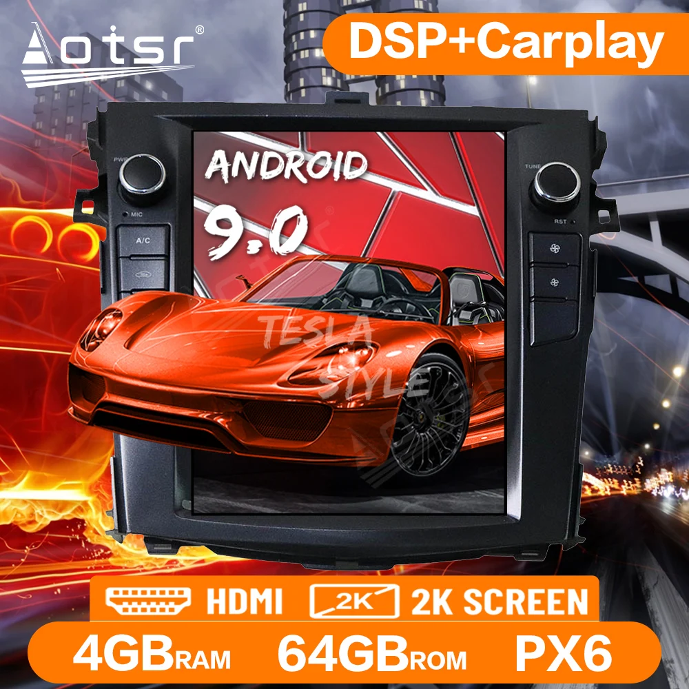 

Автомобильный GPS-навигатор Tesla Screen Carplay для Toyota Corolla 2008-2013, Магнитола на платформе Android, мультимедийный проигрыватель, стерео аудио блок