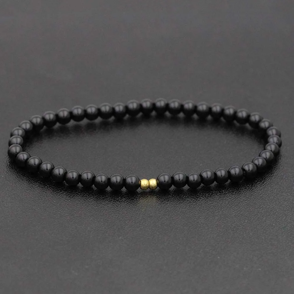 4 мм Черный Браслет Из Натурального золота из нержавеющей стали минималистичный