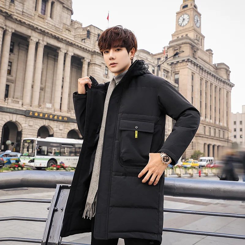 Liketkit мужские зимние длинные куртки 2019 одноцветные из кусков толстые хаки парки