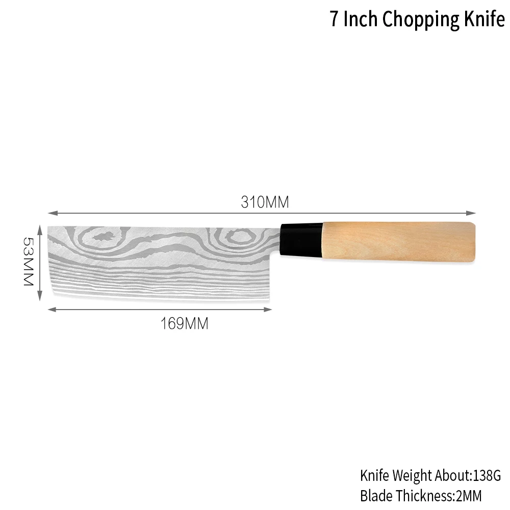 7 inch Chopping XYj кухонный нож 7 дюймов Santoku разделочные ножи 9 дюймов нож сашими с деревянной ручкой для нарезки японский нож шеф-повара - Цвет: 7 inch Chopping