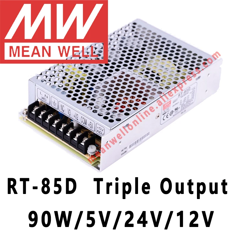 Бренд Mean Well представляет RT-85D 5 V/24 V/12 V AC/DC 90 Вт тройной Выход переключение Питание