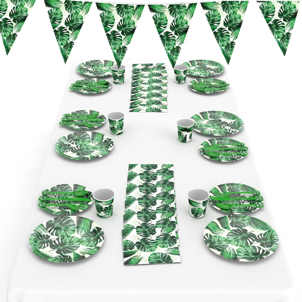 Гавайский черепаха листьев летние одноразовая посуда тропический зеленый