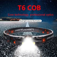 built in mini t6cob headlight headlamp usb rechargeable waterproof torch 2 modes flashlight stepless dimming with tail magnet