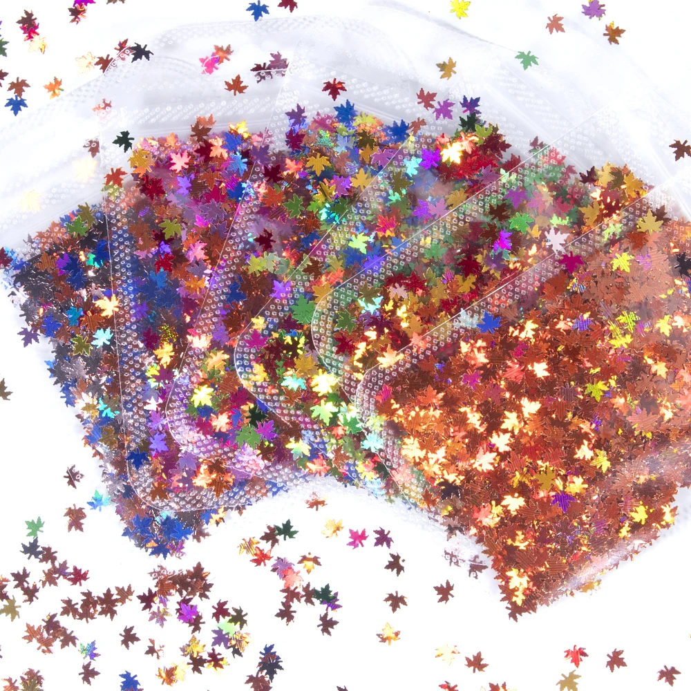 1 сумка в виде кленового листа нейл арта блестками пайетками смешанный осенними