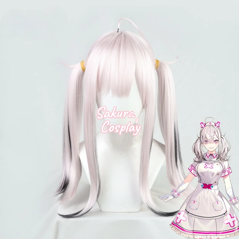 

VTuber Sukoya Kana Косплей Youtuber серый розовый смешанный черный хвост термостойкие синтетические волосы Хэллоуин Вечеринка + бесплатная шапочка для...