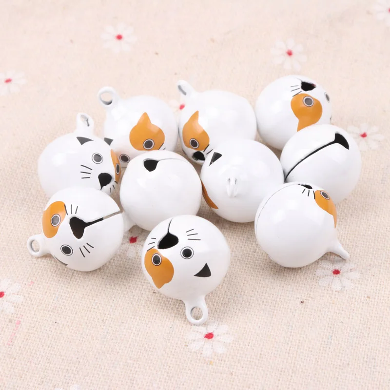 5pcs Jingle Bells Cute Yellow-eyed cat Ornament Metal Bell for Home Party Tree Pendant Children's shaker Decoration 27mm | Дом и сад