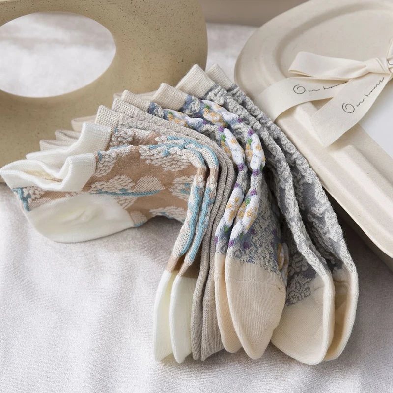 Носки женские короткие с цветочным принтом модные дизайнерские султанки в