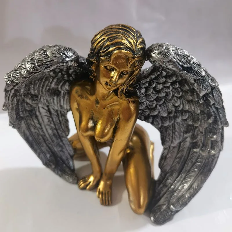 

Статуэтка ангельские крылья для влюбленных, креативные полимерные поделки, золотой ангельский орнамент, украшение для дома, спальни, садов...