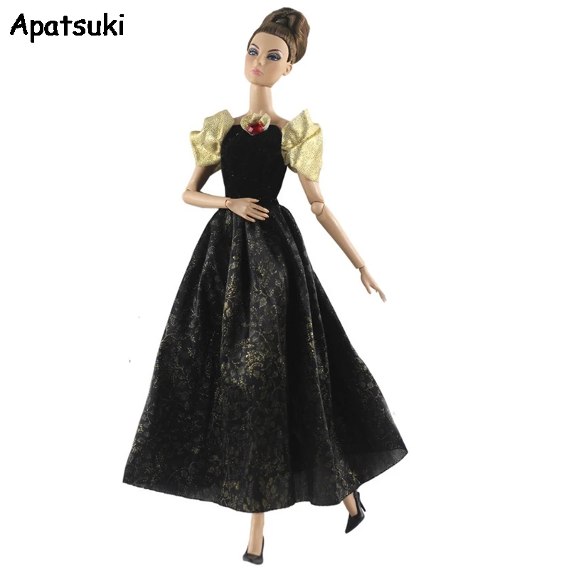 

Модная кукольная одежда черного и золотого цвета для кукол Барби, наряды, платье принцессы для кукольного домика Барби 1/6, аксессуары для ку...