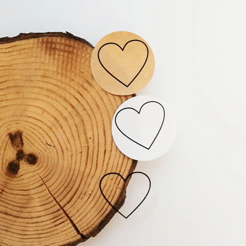 

100piece Round heart sealing stickers handmade Valentine's Day Seal Labels Box Tag cowhide/transparent/white 35MM
