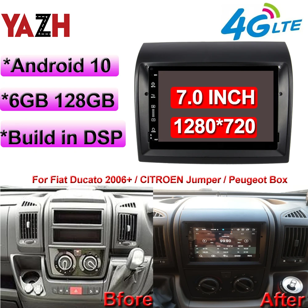 Автомагнитола YAZH Android 10 0 Для Ducato / Jumper Boxer 2011 2015 с экраном 7 дюйма IPS GPS навигация 6 ГБ