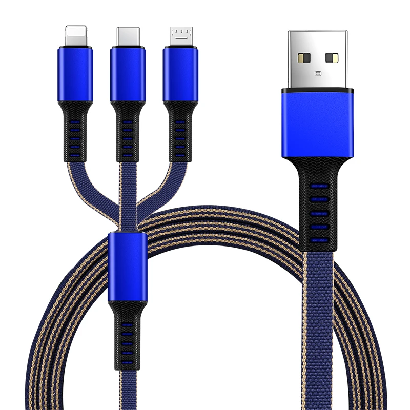 USB кабель для iPhone XS X 8 7 6 кабели быстрой зарядки нейлоновый передачи данных 3 в 1
