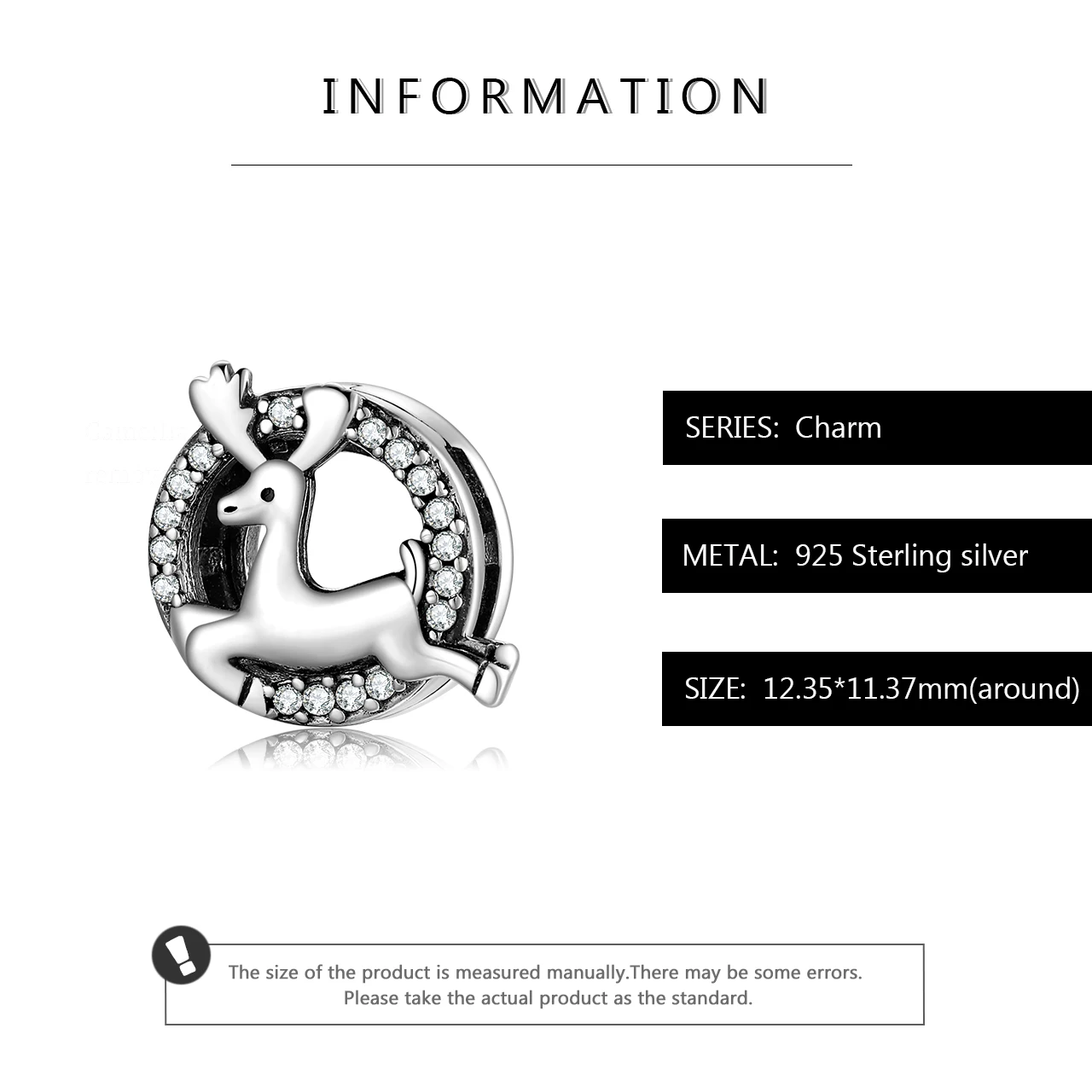 Бусины-Клипсы из серебра 925 пробы с изображением оленя | Украшения и аксессуары