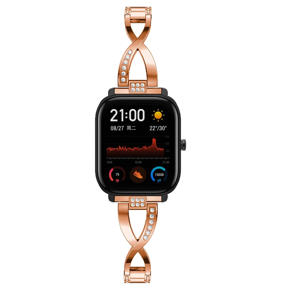 20 мм ремешок для часов для Xiaomi Huami Amazfit GTS/Bip Lite Молодежный браслет из сплава нержавеющей стали Смарт часы браслет Correa
