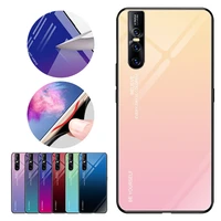 gradient tempered glass protective phone case for vivo x23 x21 ud nex a v15 v11 pro v9 v7 v5 dual color back case