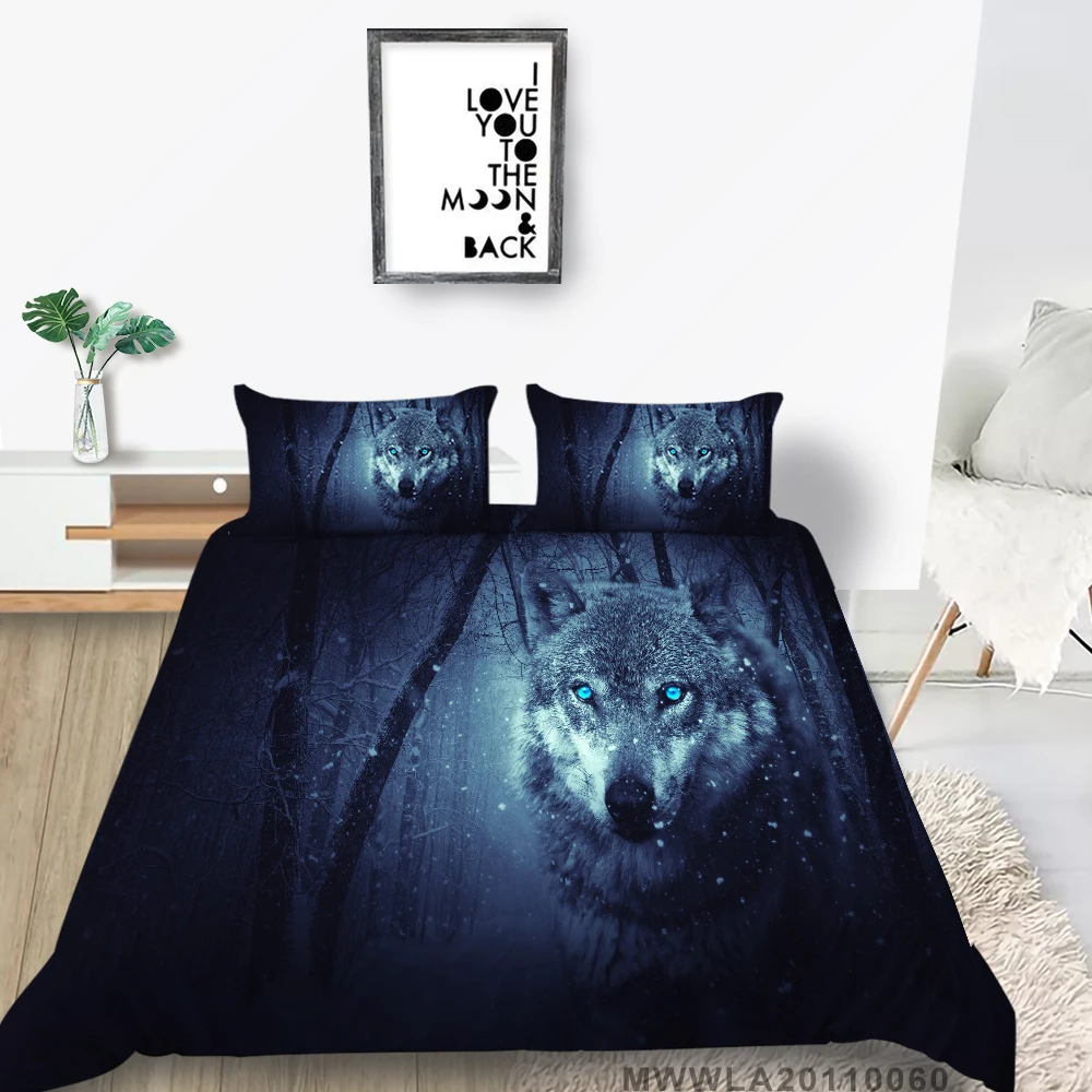 

Winter Wolf Bedding Set Double Cool Mysterious Forest Duvet Cover Snow King Queen Twin Full Single Comfortable 3D Bed Set