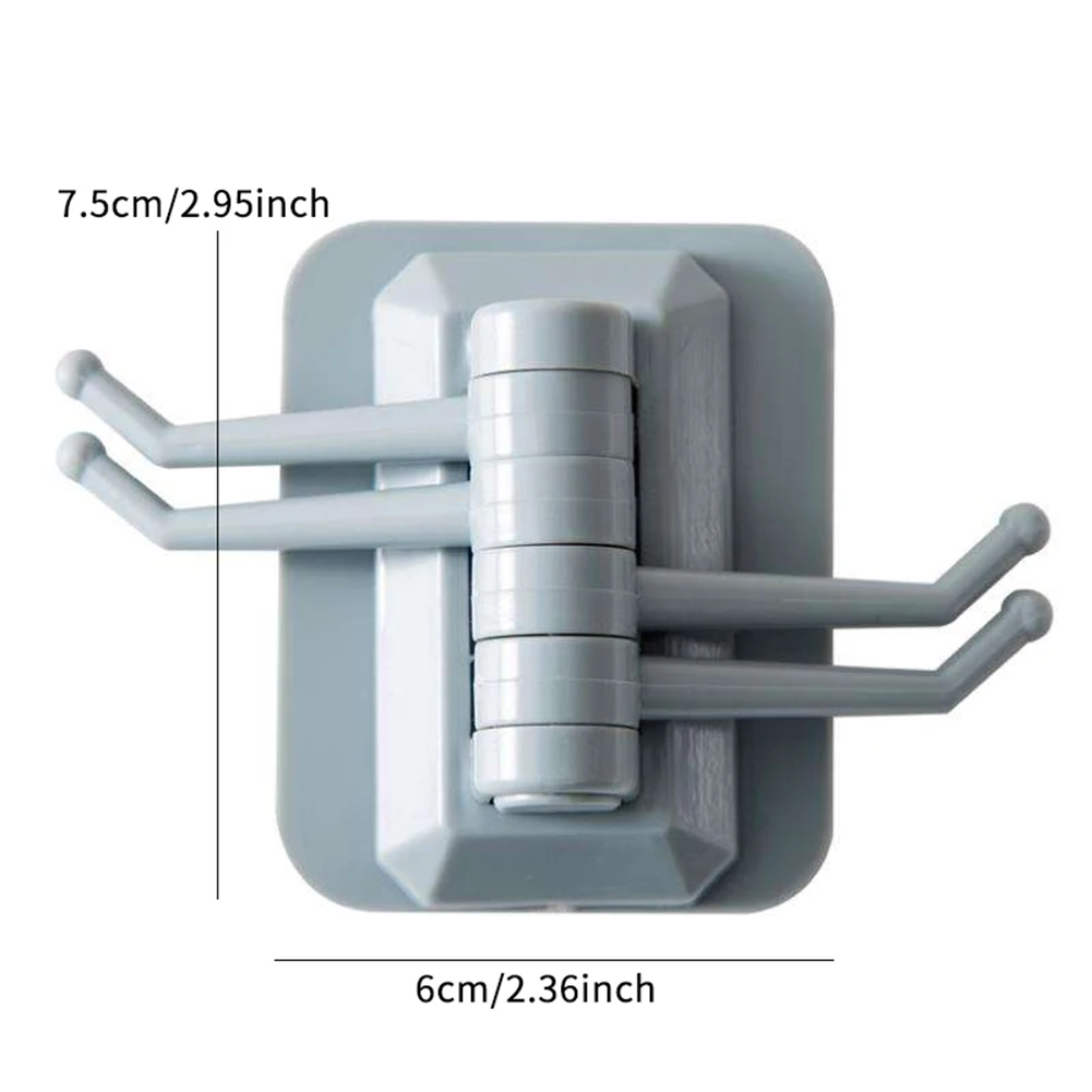 

1pc Multifunctional Rotary Self-adhesive Wall Trackless Hook Kitchen Bathroom Door Towel Bag Rack Home Storage Holder Stick Wall