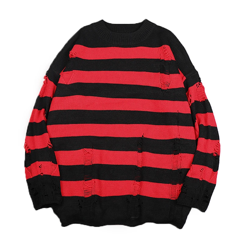 Джемпер мужской/женский в полоску трикотажный пуловер оверсайз с вырезом