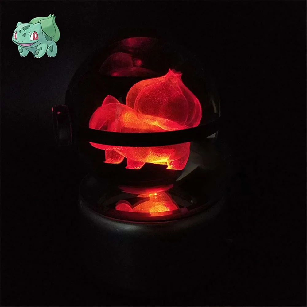 Pokemon Хрустальная прозрачная 3D лампа стеклянный шар необычные ночные светильники