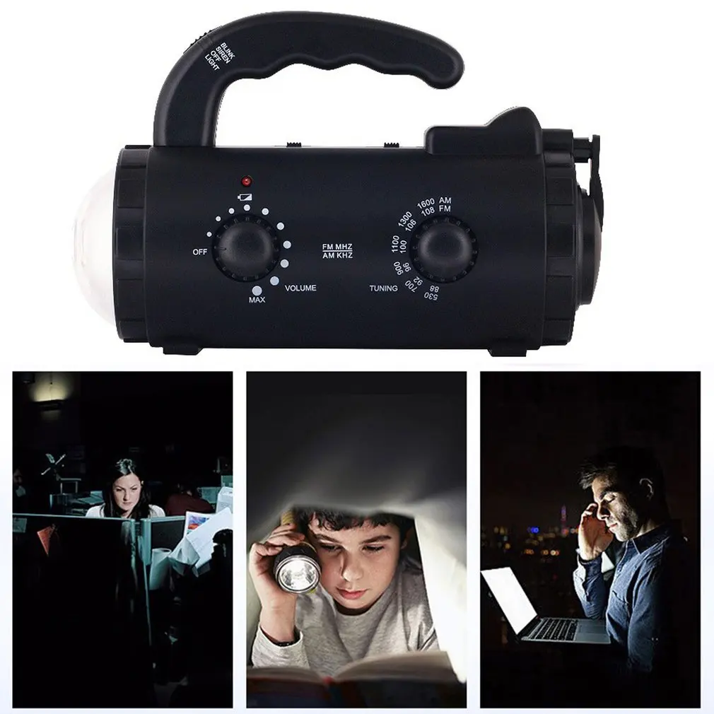 

Multifunctional LED Flashlight Torches Reading Lamp SOS Emergency Radio Hand Crank AM FM NOAA Solar Charging 800mAH Power Bank
