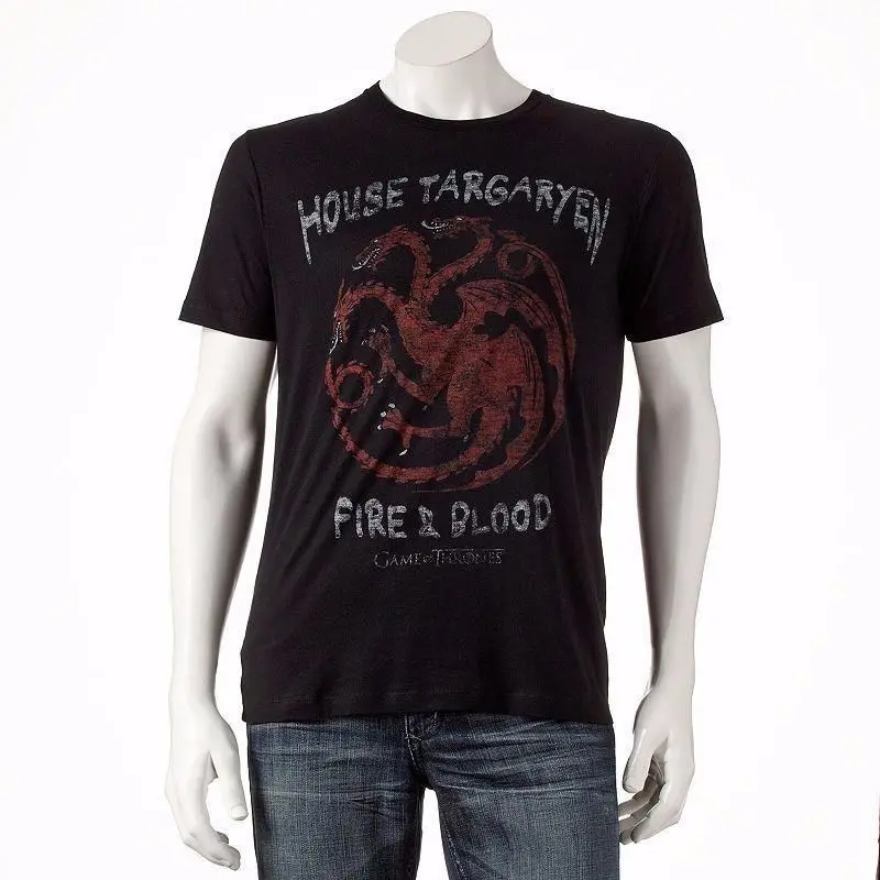Игра престолов House Targaryen Fire &amp Blood Мужская Лицензионная футболка мужские Забавные