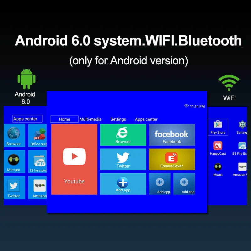 CAIWEI Smart WiFi Bluetooth Android портативный маленький мини-проектор с поддержкой HD видео домашний кинотеатр Heimkino HDMI VGA проектор