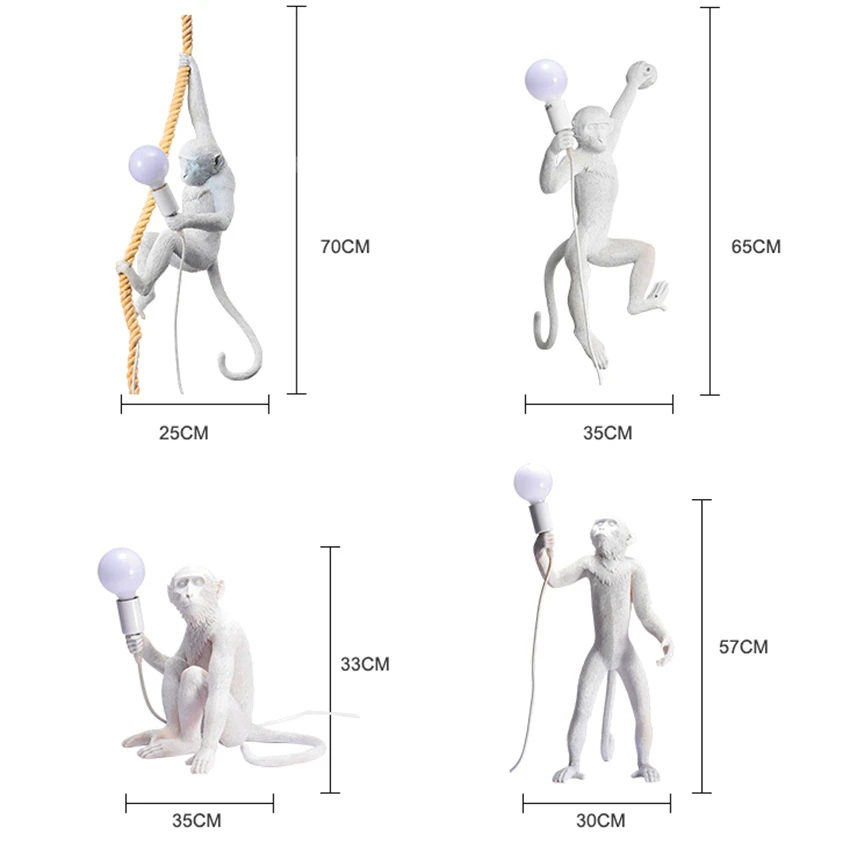 Скандинавская лампа в форме обезьяны смоляный подвесной светильник s ретро
