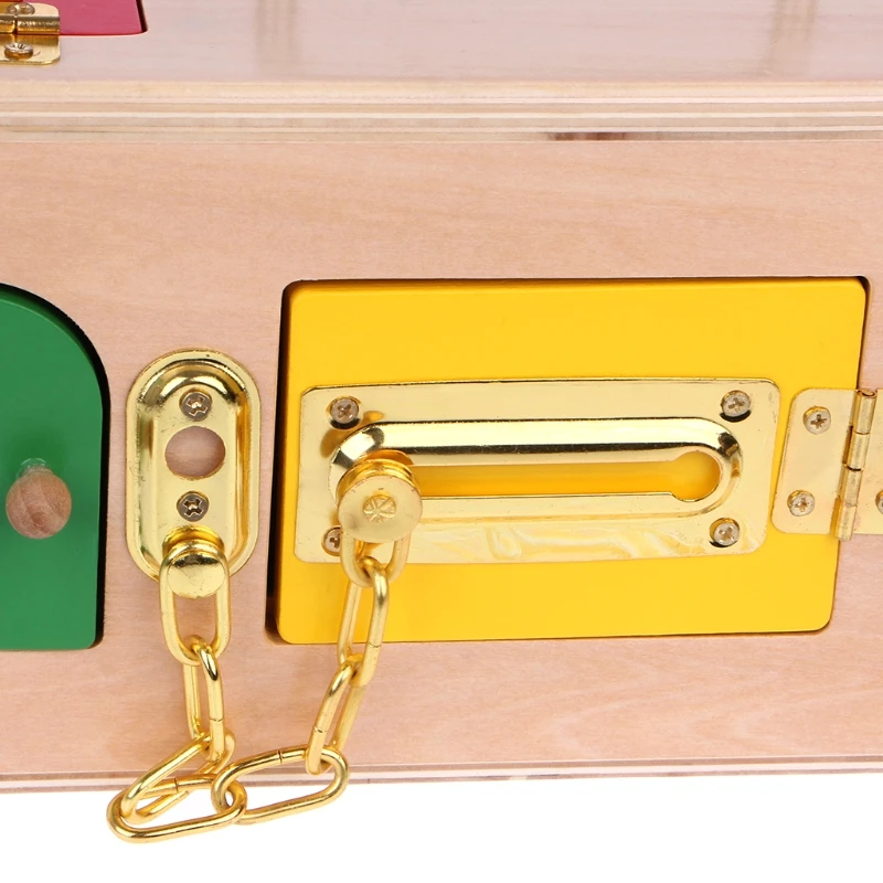 

Montessori Colorful Lock Box Kids Children Educational Preschool Training Toys