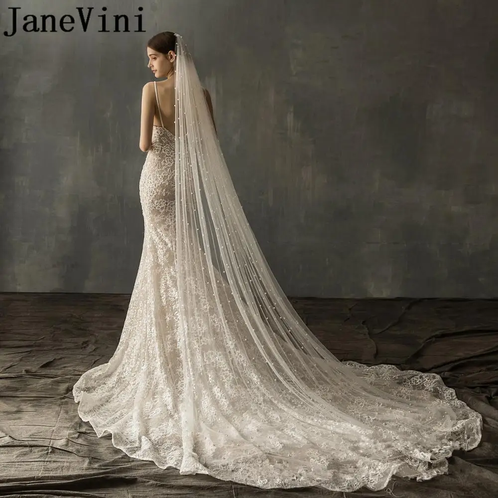 Винтажная свадебная фата с гребнем и жемчугом 2-5 метров | Свадьбы торжества