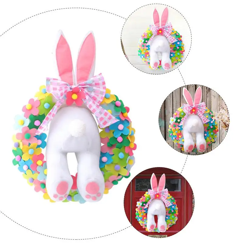 

1Pc Easter Rabbit Wreath Festival Home Door Garland Wall Hanging Decoration Easter Day Accessories Home Decor Ornament