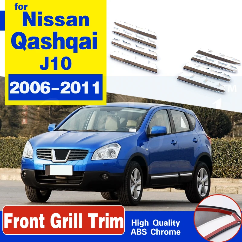 

Front Grill Trim For Nissan Qashqai J10 2006-2011 ABS Chrome Front Grille Trim Cover Front Center Grill Trims 8pcs Car styling