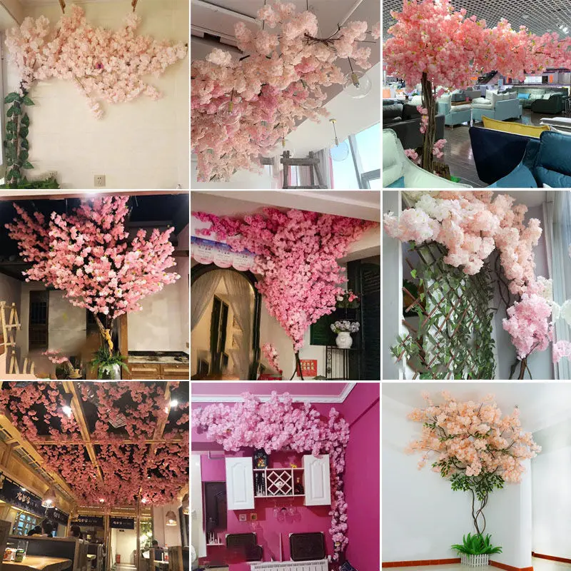 Tronco di natale di ciliegio artificiale e rami secchi di fiori di ciliegio Set di Rattan decorazione della parete della casa di nozze fai da te