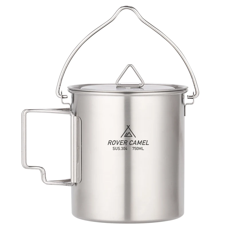 

Титановый горшок для пикника, 750 мл, с крышкой и складной ручкой
