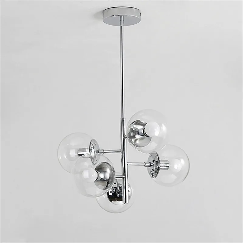 

Modern Nordic chandelier Led Dining Room chandelier ball Design Chrome Silver Luster Living Room Decoration molecule lamp