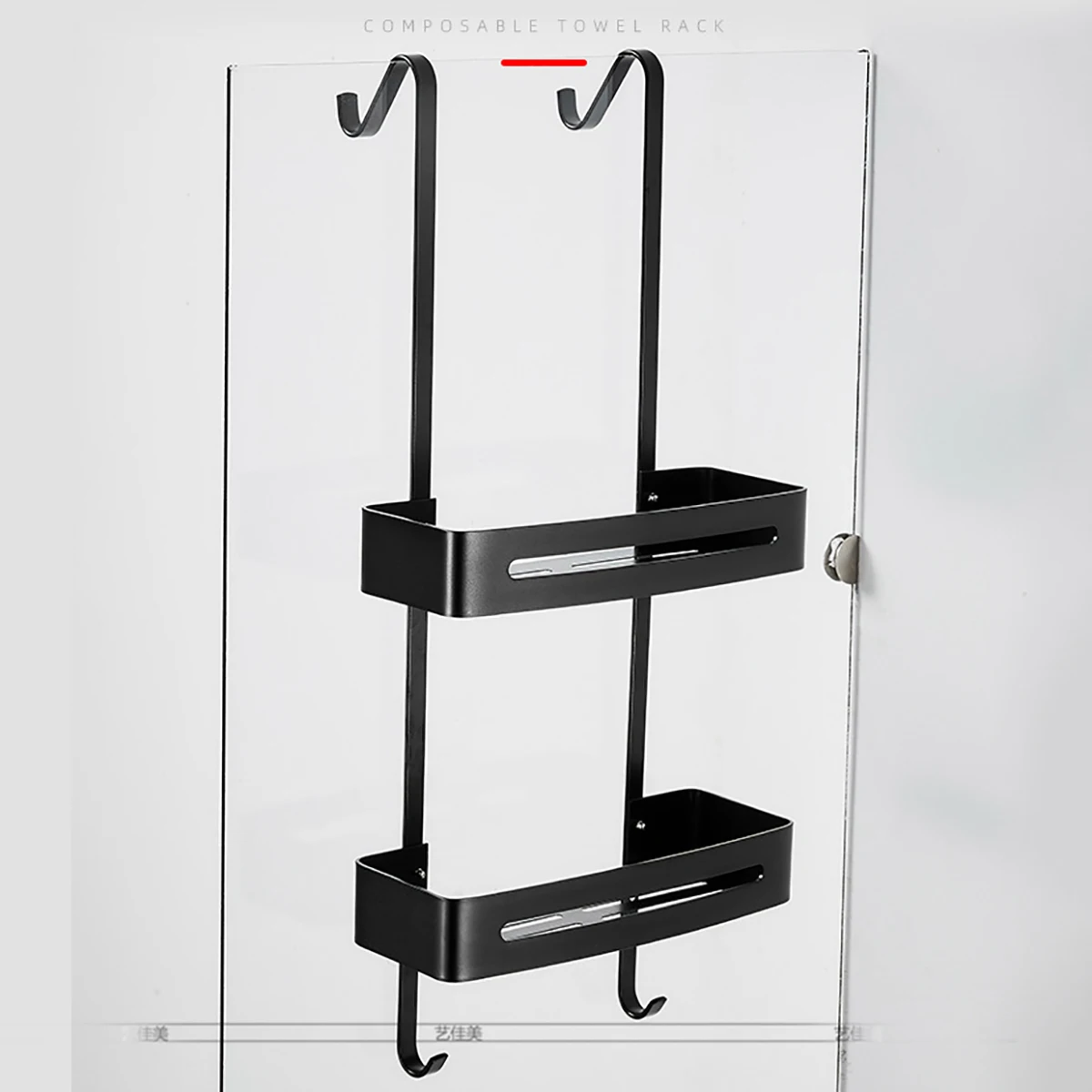 Черные подвесные полки для ванной полка органайзер держатель шампуня без ногтей