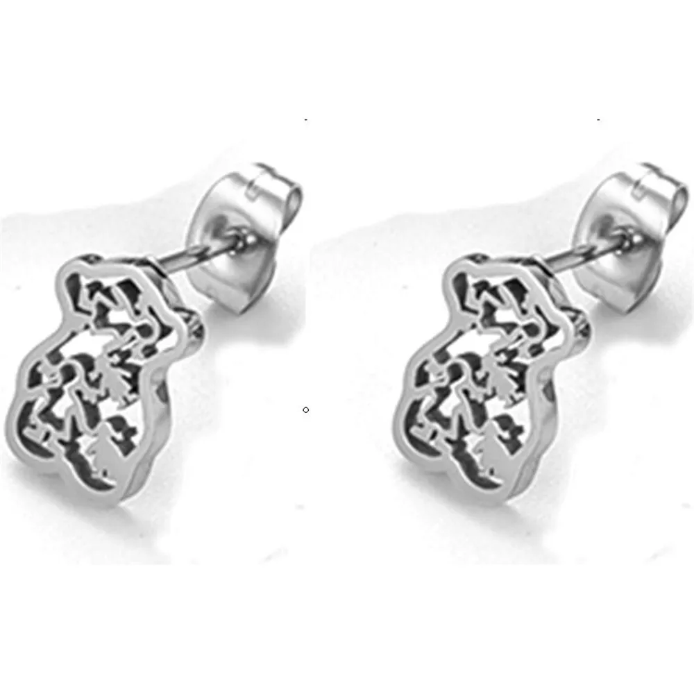 Медведь изысканные ювелирные изделия хороший нержавеющая сталь серьги для