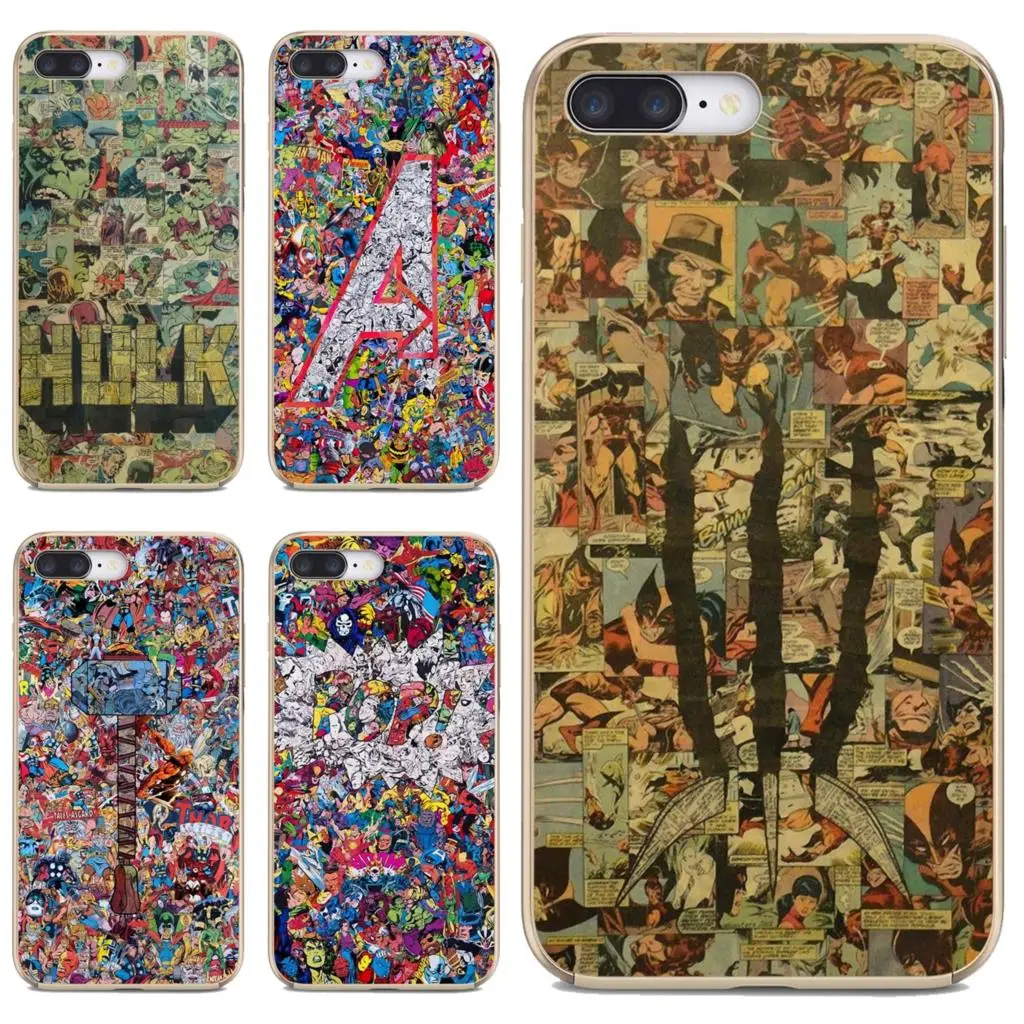

For Apple iPhone 10 11 12 Pro Mini 4S 5S SE 5C 6 6S 7 8 X XR XS Plus Max 2020 Superheroes-collage-comic-art Soft Shell Case