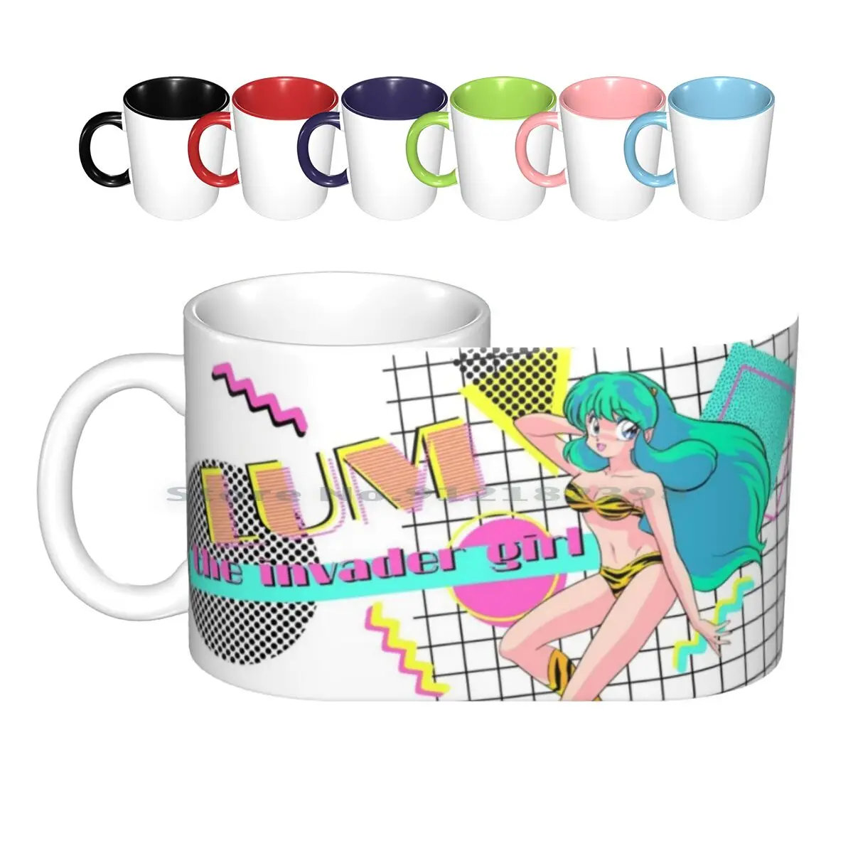 The Invader Girl Ceramic Mugs Coffee Cups Milk Tea Mug Lum Lamu Ranma Inuyasha Anime Sleeve Retro 80s Vintage Invade Sexy Freak