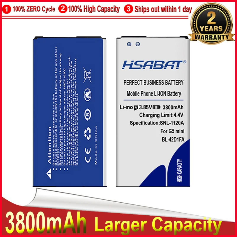 Аккумулятор HSABAT 0 Cycle 3800mAh для LG BL-42D1FA G5 mini/для G5mini/для K6 высококачественный Сменный