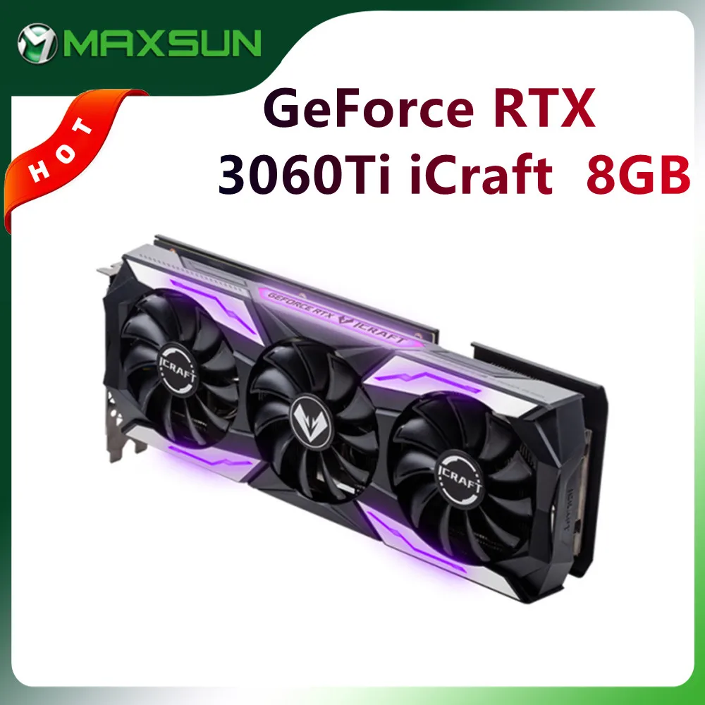 MAXSUN Новый RTX 3060Ti iCraft 8 Гб GDDR6 GPU NVIDIA компьютер ПК 256bit DP * 3 PCI Express X16 4,0 RGB игровая видеокарта