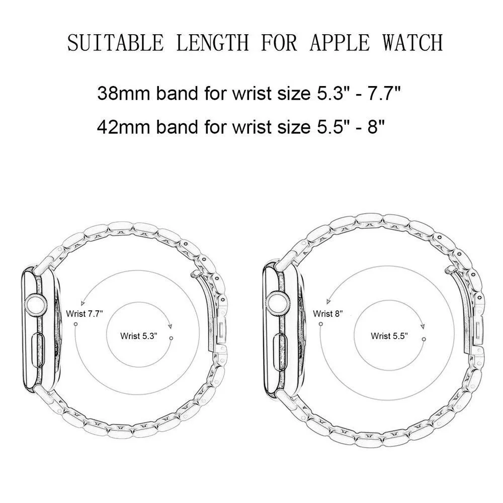 

Watchbands For Apple Watch Series 6/SE/5/4 40MM 44MM Three Beads Stainless Steel Strap For iwatch 3/2/1 38 42MM Band Accessories