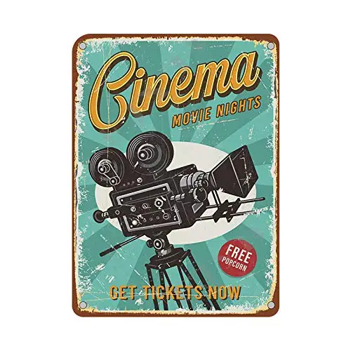 

Cinema Movie Nights Cinema Series Live Music Tin Sign Metal Cafe Home Wall Art Decoration Poster Retro 8x12 Inches