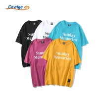 covrlge new mens t shirt daily all match breathable fashion alphabet print round neck comfortable trendy cotton top mts703