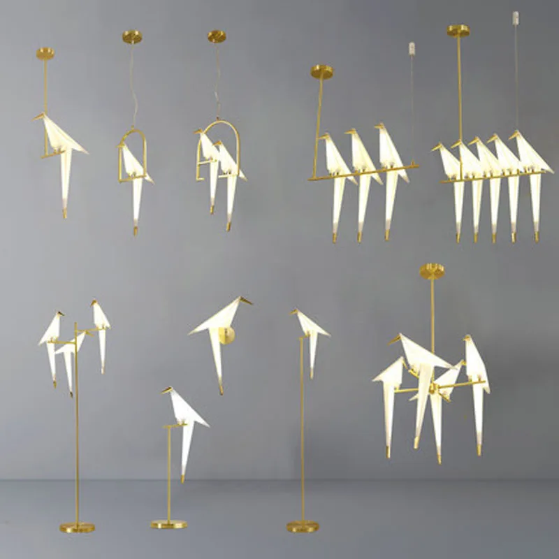 

Gold Bird Cage Paper Pendant Light Living Room Bedroom Origami Bird Light Kitchen Hanging Lamp Dining Room Home Decor