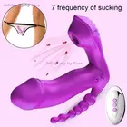 7 режимов всасывания Вибратор 3 в 1 присоска Анальная Вагина Стимулятор клитора носимое оральное всасывание эротические секс-игрушки для женщин