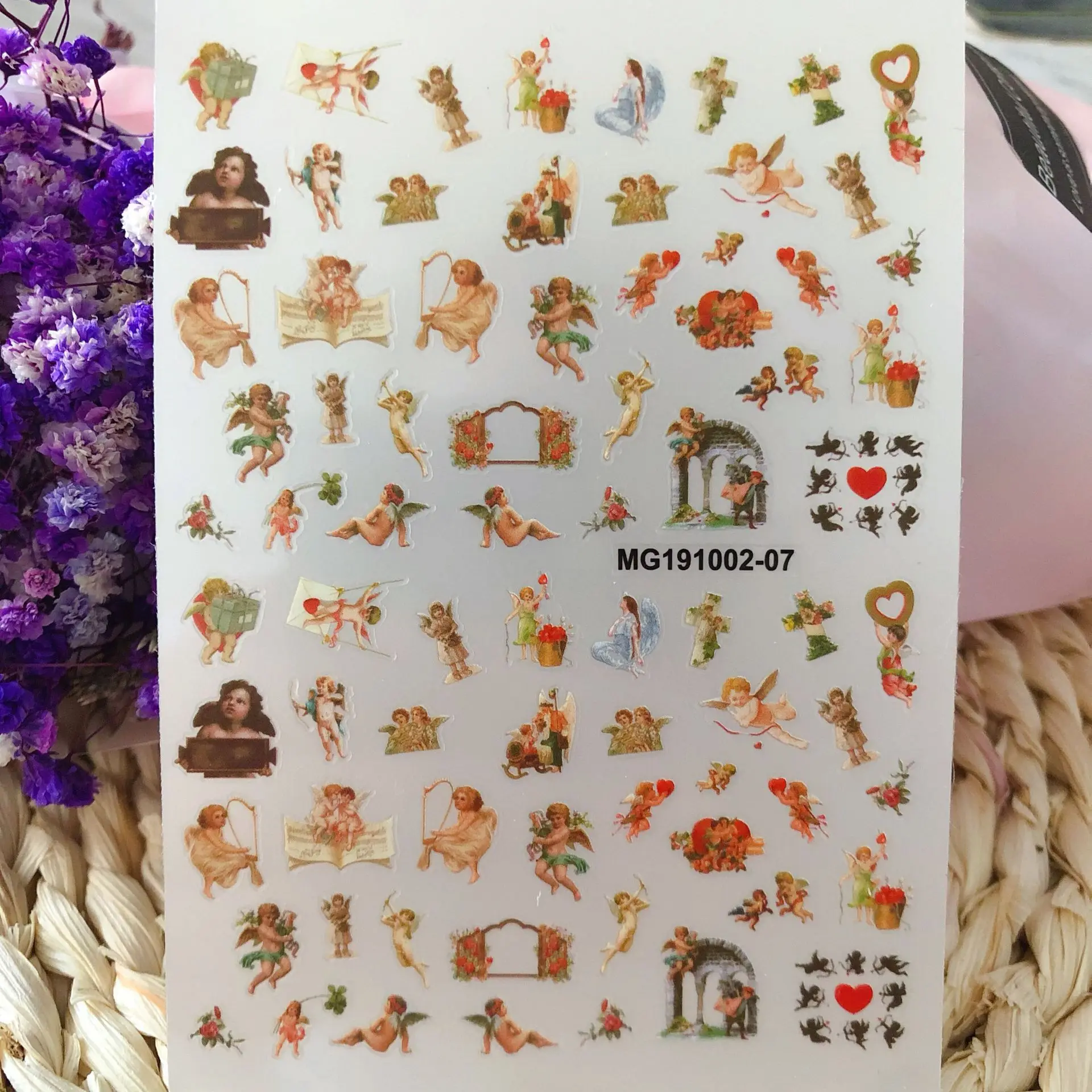 

1 Sheet 12.3*8.7cm Angel 3D Back Glue Nail Art Sticker Flower Nail Decoration DIY Adhesive Decal Nail Ornament Stickers