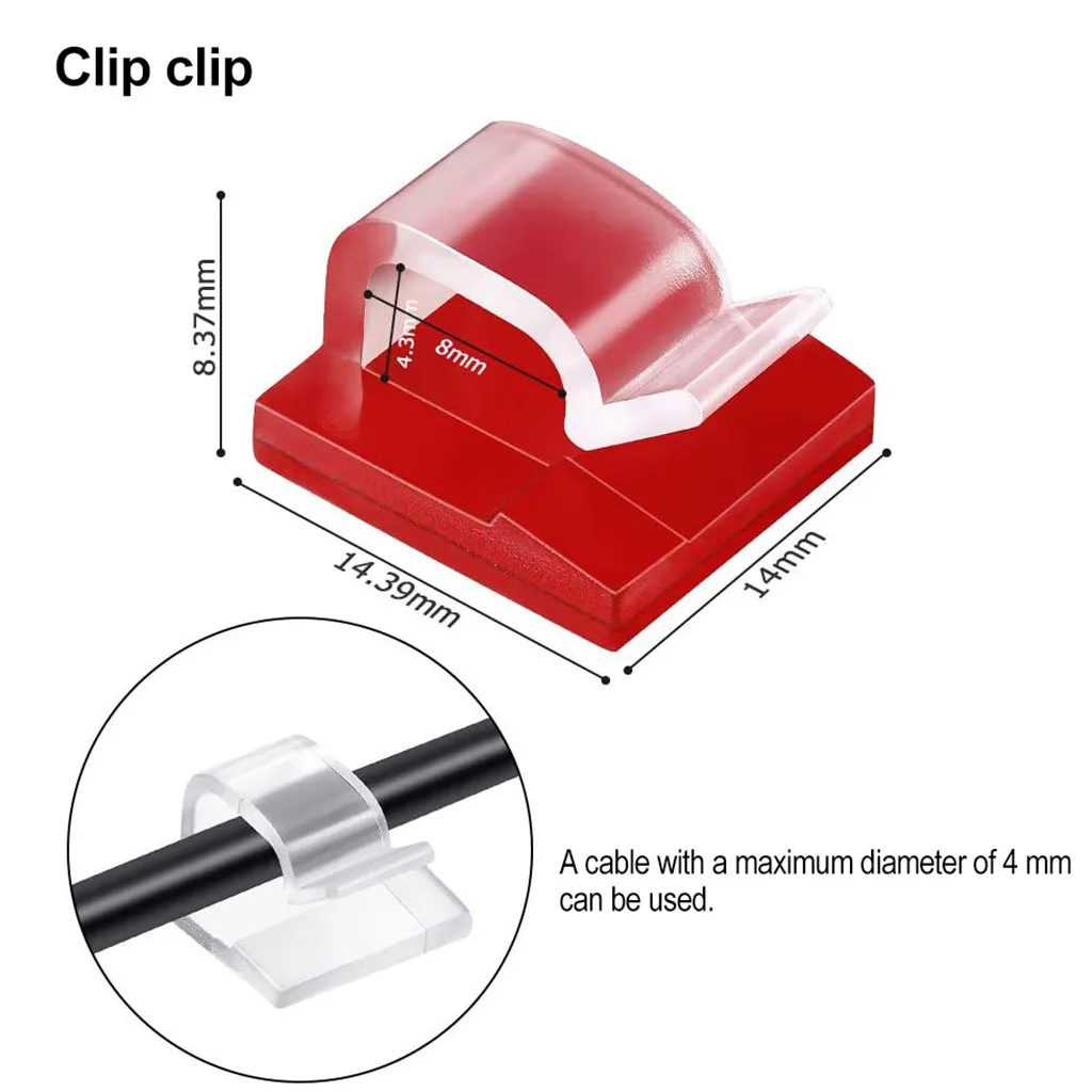 

50pcs Data Cable Clips Self Adhesive Cord Management Black Wire Holder Organizer Clamp Self-adhesive Car Wire Clip Accessories