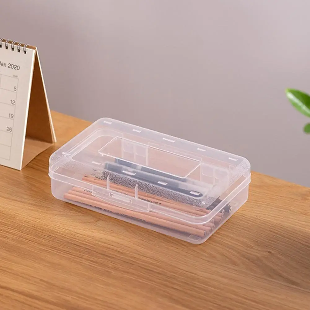 Plastic Transparent Pencil Case Stationery Box Large Capacity Stackable Design Sketch Art Student Simple for School | Канцтовары для