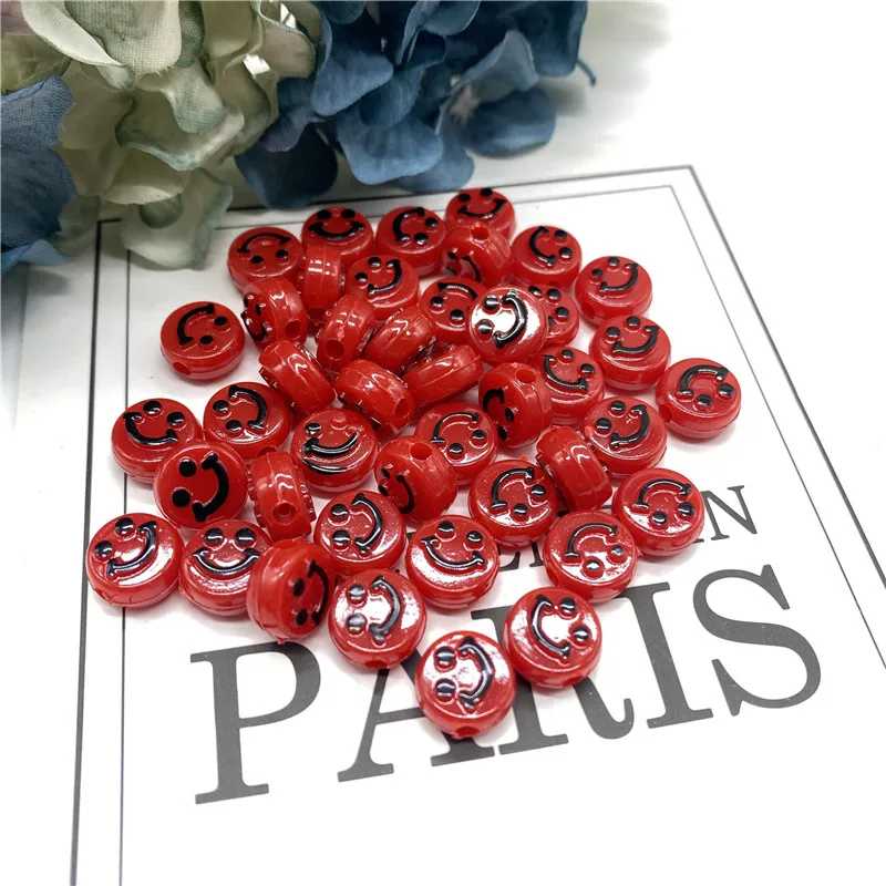 30Pcs 10mm Colourful Smiling Face Letter Acrylic Loose Spacer Beads for Jewelry Making DIY Handmade Bracelet Accessories | Украшения и