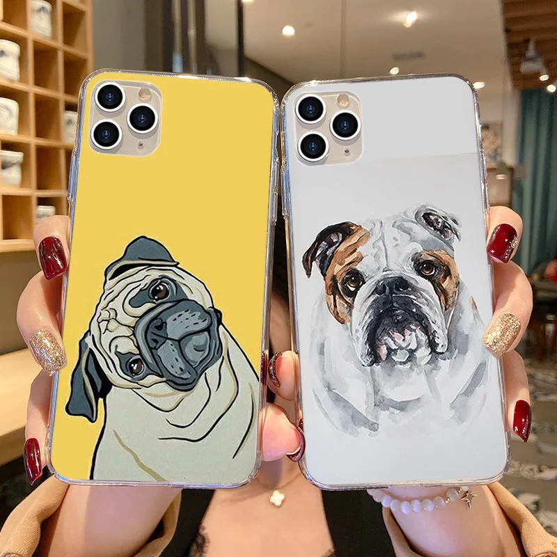 Phone Case for Apple iPhone 13 12 11 Pro Max X XR XS MAX 7 8 Plus SE2020 Cute French English Bulldog Silicone Soft cases Cover